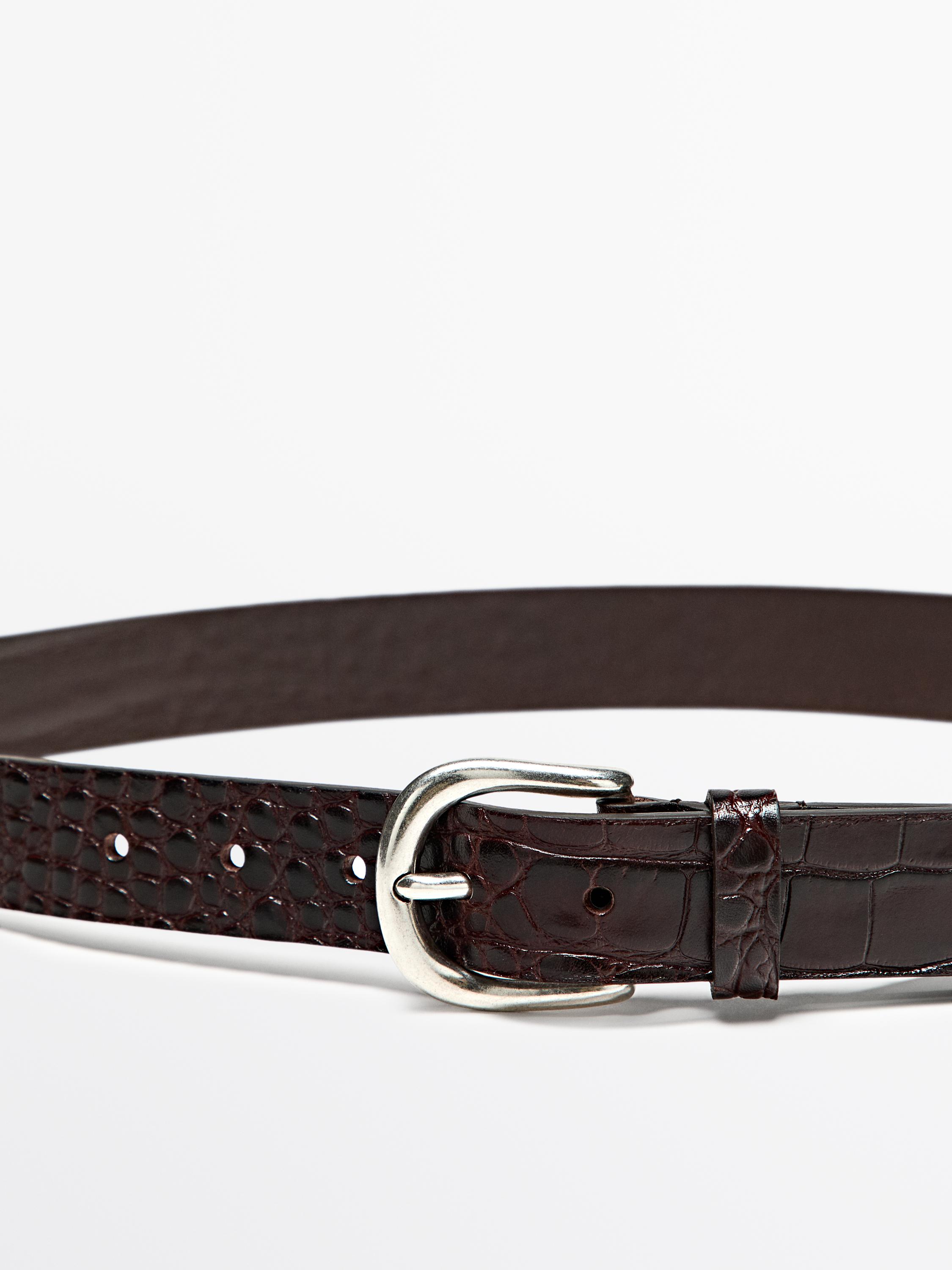 Embossed nappa leather belt